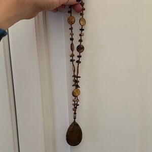 Brown Beaded Necklace with Pendant